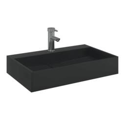 Berkfield Home Sturdy Wash Basin 60x38x11 cm Mineral Cast/Marble Cast Matt Black - Size: 60 x 38 x 11 cm