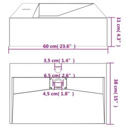 Berkfield Home Sturdy Wash Basin 60x38x11 cm Mineral Cast/Marble Cast Matt Black - Size: 60 x 38 x 11 cm - thumbnail 9