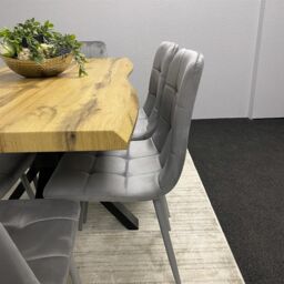 KOSY KOALA Dining Table & 6 Chairs Modern Dining Table Set With 6 Grey Velvet Chairs Dining Room Furniture in Brown - thumbnail 3