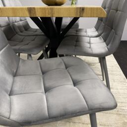 KOSY KOALA Dining Table & 6 Chairs Modern Dining Table Set With 6 Grey Velvet Chairs Dining Room Furniture in Brown - thumbnail 7