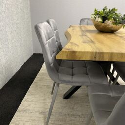 KOSY KOALA Dining Table & 6 Chairs Modern Dining Table Set With 6 Grey Velvet Chairs Dining Room Furniture in Brown - thumbnail 2