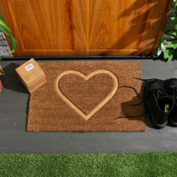 Nicola Spring Coir Door Mats - 60 x 40cm - Embossed Heart - Set of 2 in Brown - Size: 40 cm x 60 cm - thumbnail 6