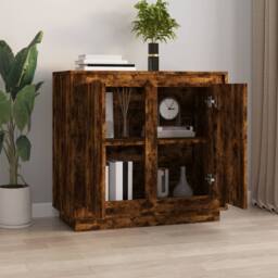 Berkfield Home Sideboard Smoked Oak 80x34x75 cm Engineered Wood in Brown - Size: 80 x 34 x 75 cm - thumbnail 1