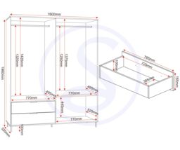 Seconique Madrid 4 Door 2 Drawer Mirrored Wardrobe in Grey - thumbnail 7