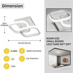 Kelvenix Dimmable LED Ceiling Chandelier Light, Living Room Bedroom Lamp in White - thumbnail 2