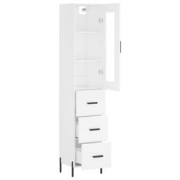 Berkfield Home Highboard White 34.5x34x180 cm Engineered Wood - thumbnail 4