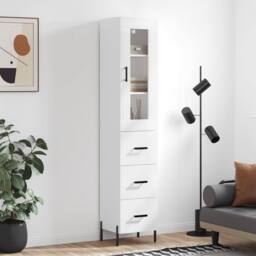 Berkfield Home Highboard White 34.5x34x180 cm Engineered Wood - thumbnail 2