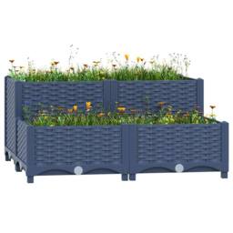 Berkfield Home Raised Bed 80x80x38 cm Polypropylene in Grey - Size: 80 x 80 x 38 cm - thumbnail 2