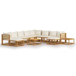Berkfield Home Beautiful 5 pc Garden Lounge Set with Cushions Solid Wood Acacia in Brown - thumbnail 3