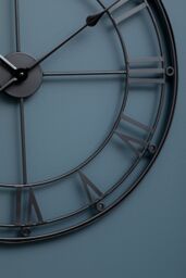 Orsina 59cm Matt Black Metal Wall Clock, Roman Numeral Frame Decorative Clock, Analogue Clock With Hexagonal Nuts - thumbnail 3