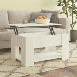Berkfield Home Coffee Table White 79x49x41 cm Engineered Wood - Size: 79 x 49 x 41 cm - thumbnail 2