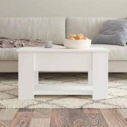 Berkfield Home Coffee Table White 79x49x41 cm Engineered Wood - Size: 79 x 49 x 41 cm - thumbnail 3