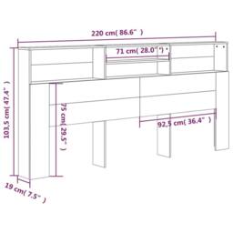 Berkfield Home Headboard Cabinet Concrete Grey 220x19x103.5 cm - thumbnail 7