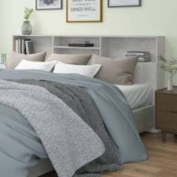 Berkfield Home Headboard Cabinet Concrete Grey 220x19x103.5 cm - thumbnail 2