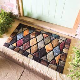 Gainsborough Diamond Stone Doormat, Heavy Duty Non Slip Nylon Pile, 75 x 45cm - Size: 45 cm x 75 cm