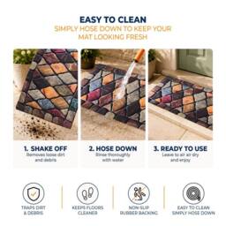 Gainsborough Diamond Stone Doormat, Heavy Duty Non Slip Nylon Pile, 75 x 45cm - Size: 45 cm x 75 cm - thumbnail 3