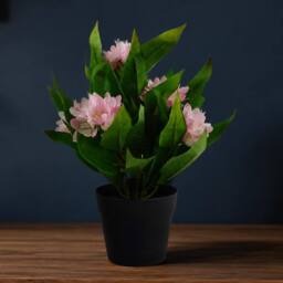 Leaf 18cm Artificial Freesia Plant Light Pink Flowering Premium