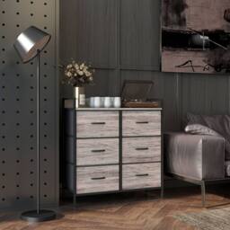 STILVORA Chest of Drawers with Six Fabric Drawers Grey
