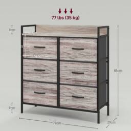 STILVORA Chest of Drawers with Six Fabric Drawers Grey - thumbnail 4