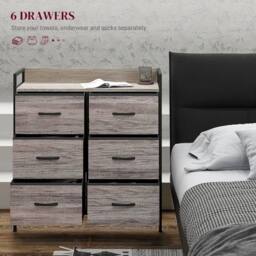 STILVORA Chest of Drawers with Six Fabric Drawers Grey - thumbnail 2