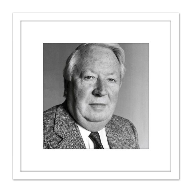 Artery8 Warren Portrait Prime Minister Ted Heath Photo 8X8 Inch Square Wooden Framed Wall Art Print Picture with Mount in White - image 1