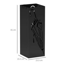 KORVIXA Metal Umbrella Stand with 4 Hooks & Removable Drip Tray in Black - thumbnail 2