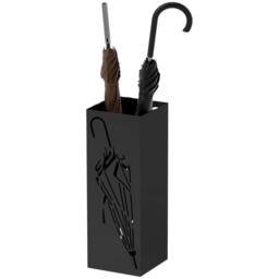 KORVIXA Metal Umbrella Stand with 4 Hooks & Removable Drip Tray in Black - thumbnail 1