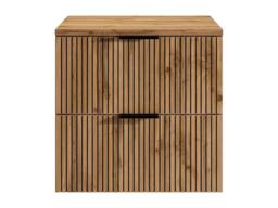 Vente-unique Striped Wall-Mounted Vanity Unit With Shelf - Light Natural & Black - thumbnail 3
