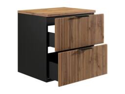 Vente-unique Striped Wall-Mounted Vanity Unit With Shelf - Light Natural & Black - thumbnail 5