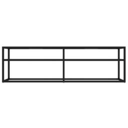 Berkfield Home TV Cabinet Transparent 140x40x40.5 cm Tempered Glass in Black - thumbnail 3