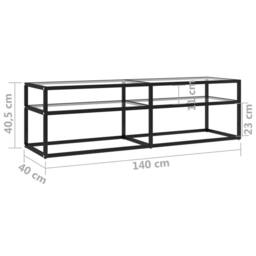 Berkfield Home TV Cabinet Transparent 140x40x40.5 cm Tempered Glass in Black - thumbnail 6