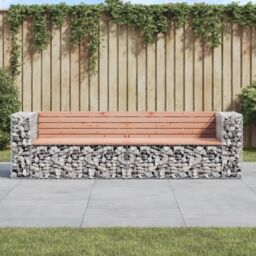 Berkfield Home Garden Bench Gabion Design 244x71x65.5 cm Solid Wood Douglas in Brown - thumbnail 1