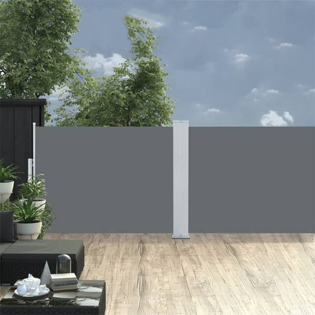 Berkfield Home Retractable Side Awning Anthracite 120x1000 cm in Black - image 1