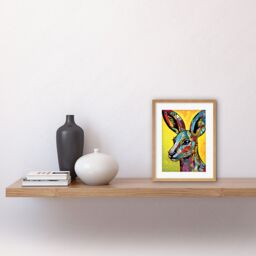 Artery8 Wall Art Print Kangaroo Head Traditional Folk Pattern Portrait Vibrant Colourful Patterns Modern Pop Artwork Framed 9X7 Inch - thumbnail 2
