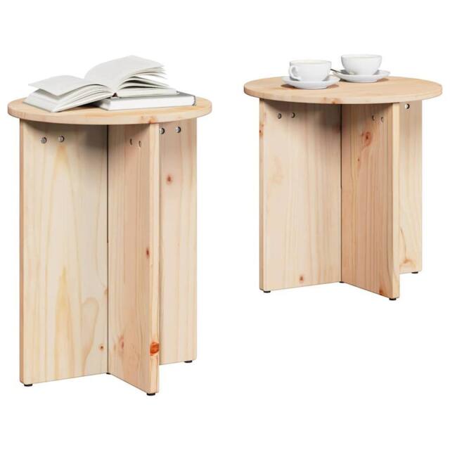 Berkfield Home Decorative Coffee Table 2 pcs Natural Solid pine wood - image 1