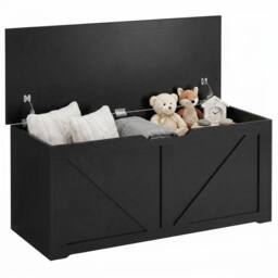 HOMCOM Storage Trunk for Living Room, with Safety Hinges, 100cm, Black - thumbnail 2
