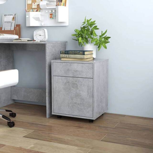 Berkfield Home Rolling Cabinet Concrete Grey 45x38x54 cm Engineered Wood - Size: 45 x 38 x 54 cm - image 1