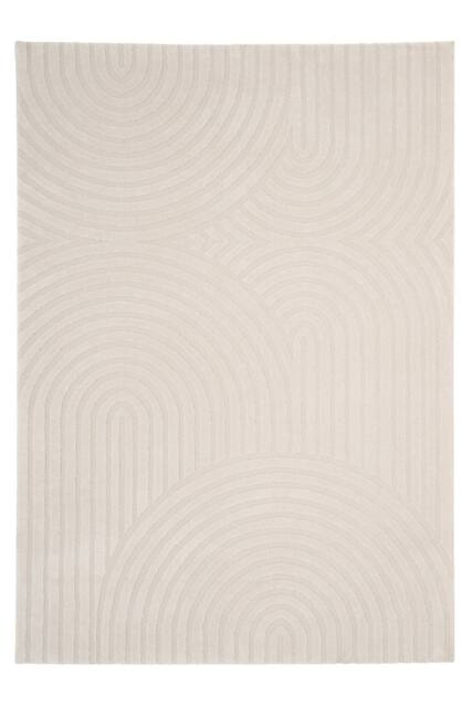 Kukoon Retro Grooves Plush Pile Cream Beige Living Room Area Rug - Size: 80 cm x 150 cm - image 1