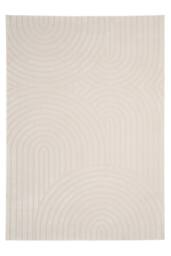 Kukoon Retro Grooves Plush Pile Cream Beige Living Room Area Rug - Size: 80 cm x 150 cm - thumbnail 1