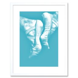 "Artery8 Wall Art Print Davis Ballerina Ballet Shoes Blue Framed in White - Size: W7"" x H9""" - thumbnail 1