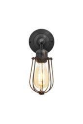 Industville Orlando Wire Cage Wall Light, 4 Inch, Pewter in Dark Grey - thumbnail 1