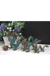 KDMD Fengshui Brass Dragon with Ball Ornament - 27cm, Elegant Home Decor in Turquoise - thumbnail 3