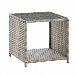 Home Detail Grenada Garden Armchair Rattan Garden Furniture Set with Side Table Hide Away Footstools Green Cushions in Grey - thumbnail 6