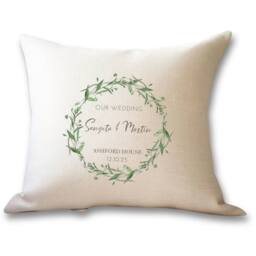 Aye Do Gifts Personalised Green Floral Wedding Cushion in Cream - Size: 40 cm x 40 cm - thumbnail 2