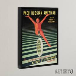 "Artery8 Bicycle Tire Vintage Advert Framed Canvas Wall Art Print Cappiello in Green - Size: W12"" x H16""" - thumbnail 2
