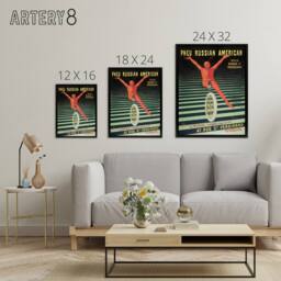 "Artery8 Bicycle Tire Vintage Advert Framed Canvas Wall Art Print Cappiello in Green - Size: W12"" x H16""" - thumbnail 4