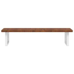 Berkfield Home Basin Shelf Wall Mounted Steel & Solid Wood Oak in Brown - thumbnail 4