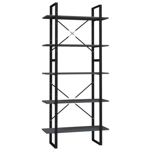 Berkfield Home 5-Tier Book Cabinet Grey 80x30x175 cm Pinewood - Size: 80 x 30 x 175 cm - image 1