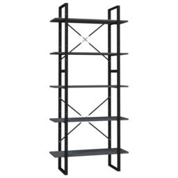Berkfield Home 5-Tier Book Cabinet Grey 80x30x175 cm Pinewood - Size: 80 x 30 x 175 cm - thumbnail 1