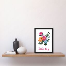 Artery8 Funny Bathroom Wall Art Floral Let That S**t Go Toilet Sign Bathroom Yoga Room Decor Artwork Framed Wall Art Print A4 in Black - thumbnail 2